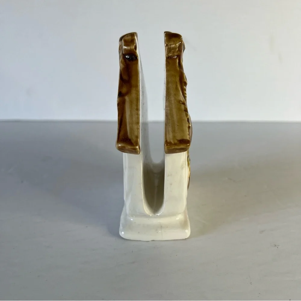 Vintage Ceramic Bird House Tree Forest Napkin or Mail Holder Cell Phone Storage